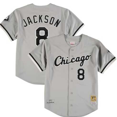 Men%27s Chicago White Sox #8 Bo Jackson 1993 Mitchell & Ness Authentic Throwback Grey Jersey